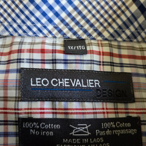 Men's Leo Chevalier 100% cotton No iron short sleeve button down shirt Size1X - Picture 1 of 8